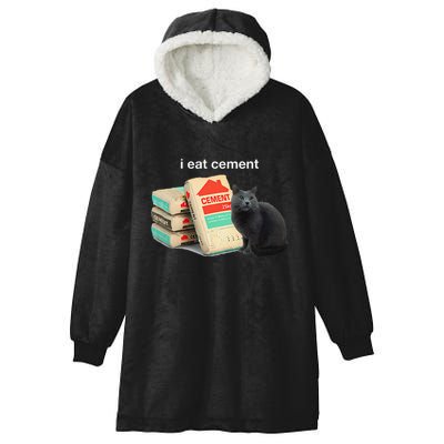 I Eat Cement Cursed Black Cat Funny Dank Meme Hooded Wearable Blanket