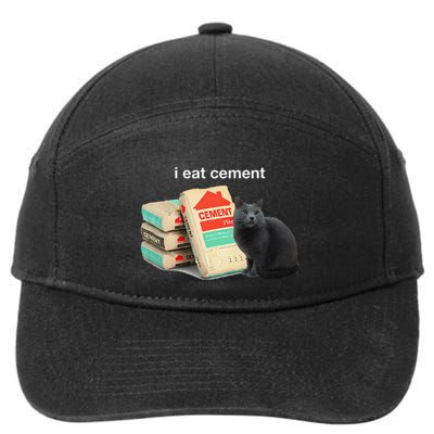 I Eat Cement Cursed Black Cat Funny Dank Meme 7-Panel Snapback Hat