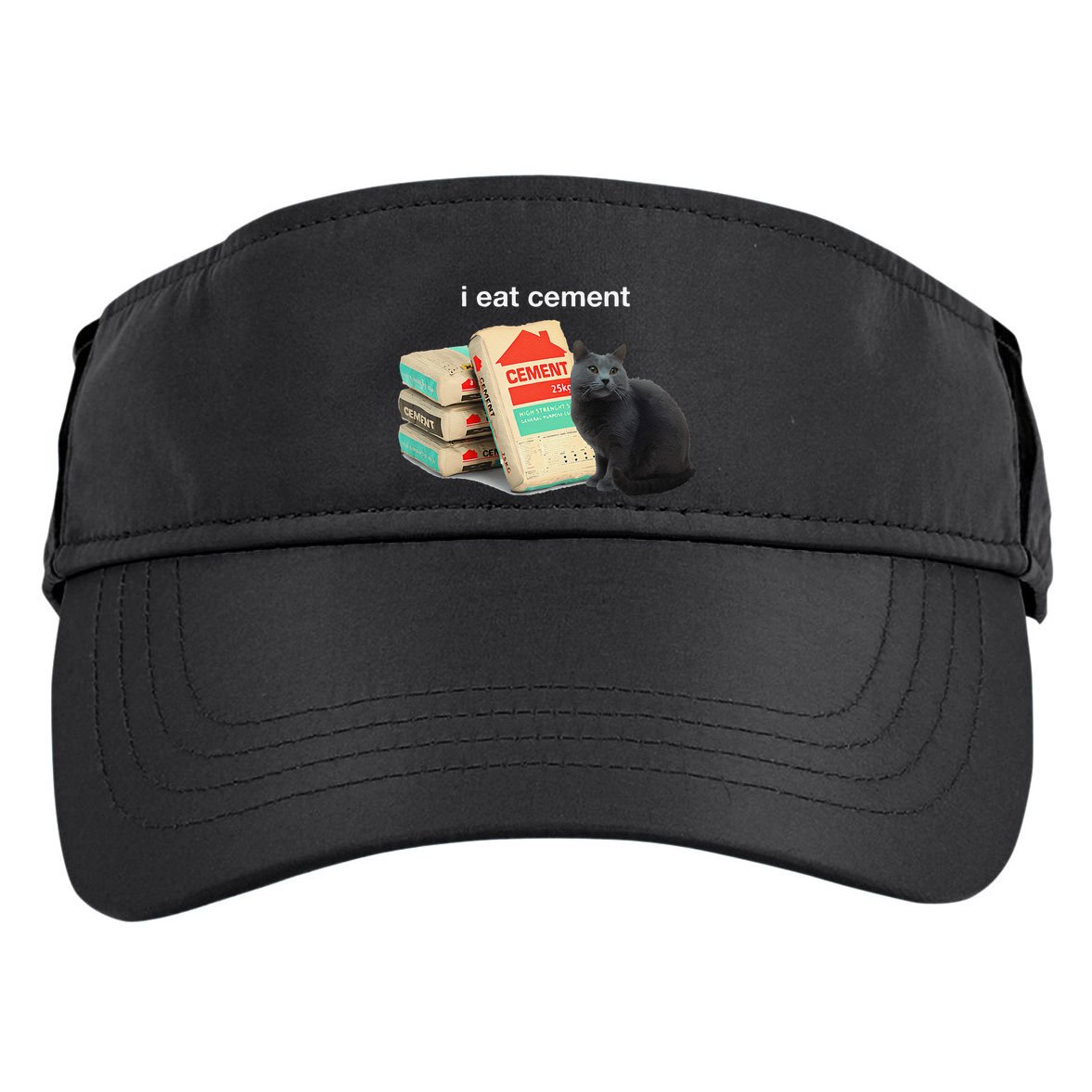 I Eat Cement Cursed Black Cat Funny Dank Meme Adult Drive Performance Visor