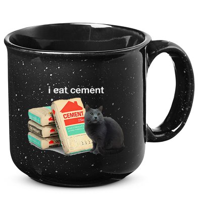 I Eat Cement Cursed Black Cat Funny Dank Meme 15oz Campfire Ceramic Mug
