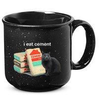 I Eat Cement Cursed Black Cat Funny Dank Meme 15oz Campfire Ceramic Mug