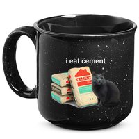 I Eat Cement Cursed Black Cat Funny Dank Meme 15oz Campfire Ceramic Mug