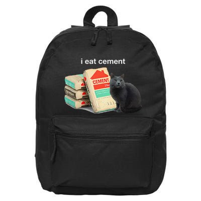 I Eat Cement Cursed Black Cat Funny Dank Meme 16 in Basic Backpack