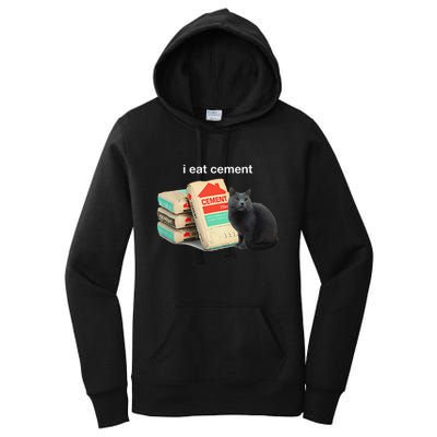 I Eat Cement Cursed Black Cat Funny Dank Meme Women's Pullover Hoodie