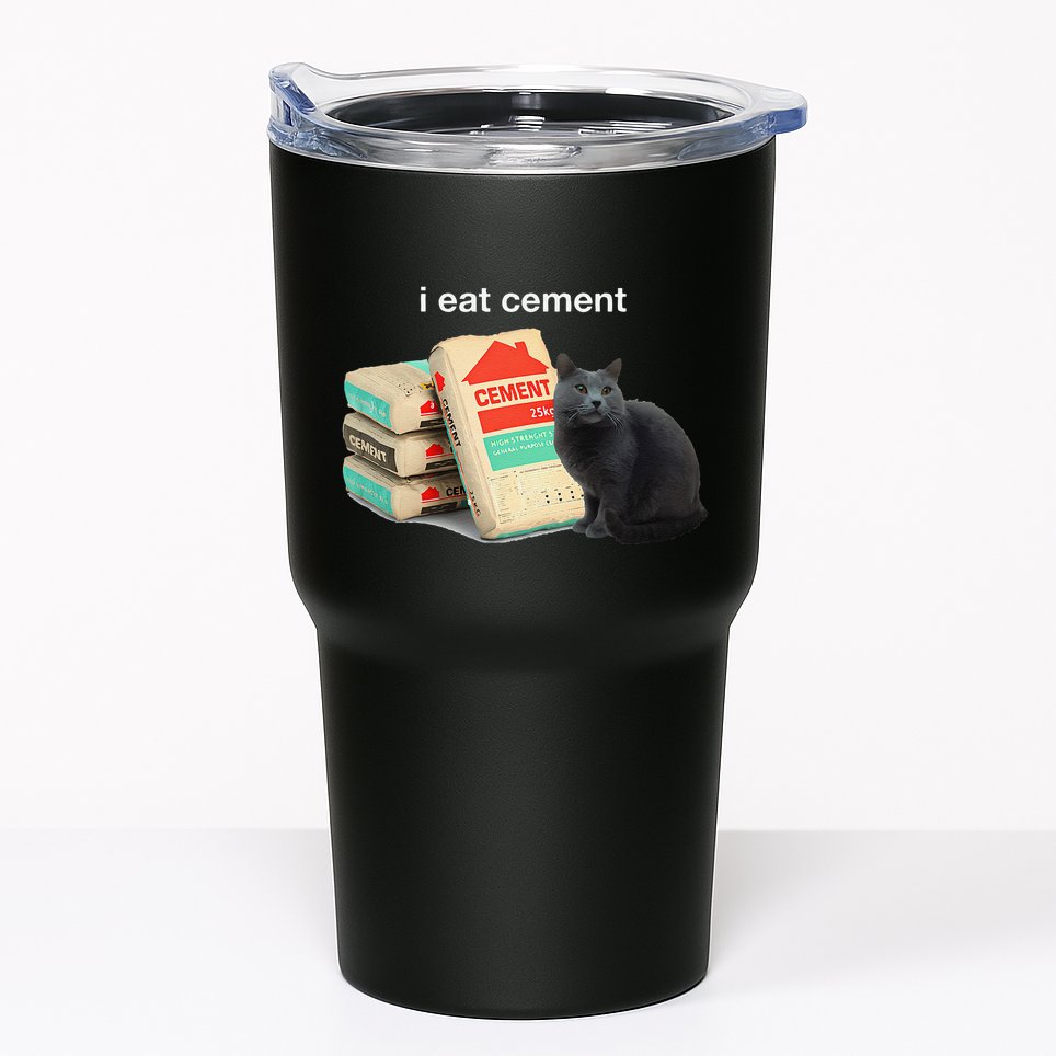 I Eat Cement Cursed Black Cat Funny Dank Meme Tumbler