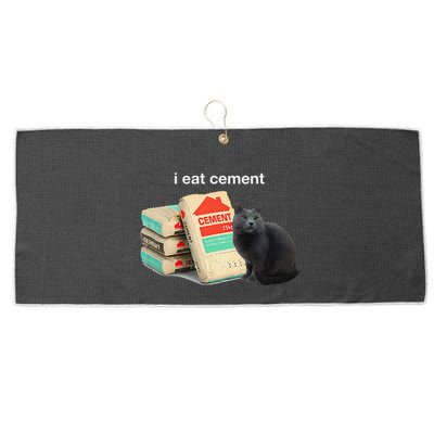I Eat Cement Cursed Black Cat Funny Dank Meme Large Microfiber Waffle Golf Towel