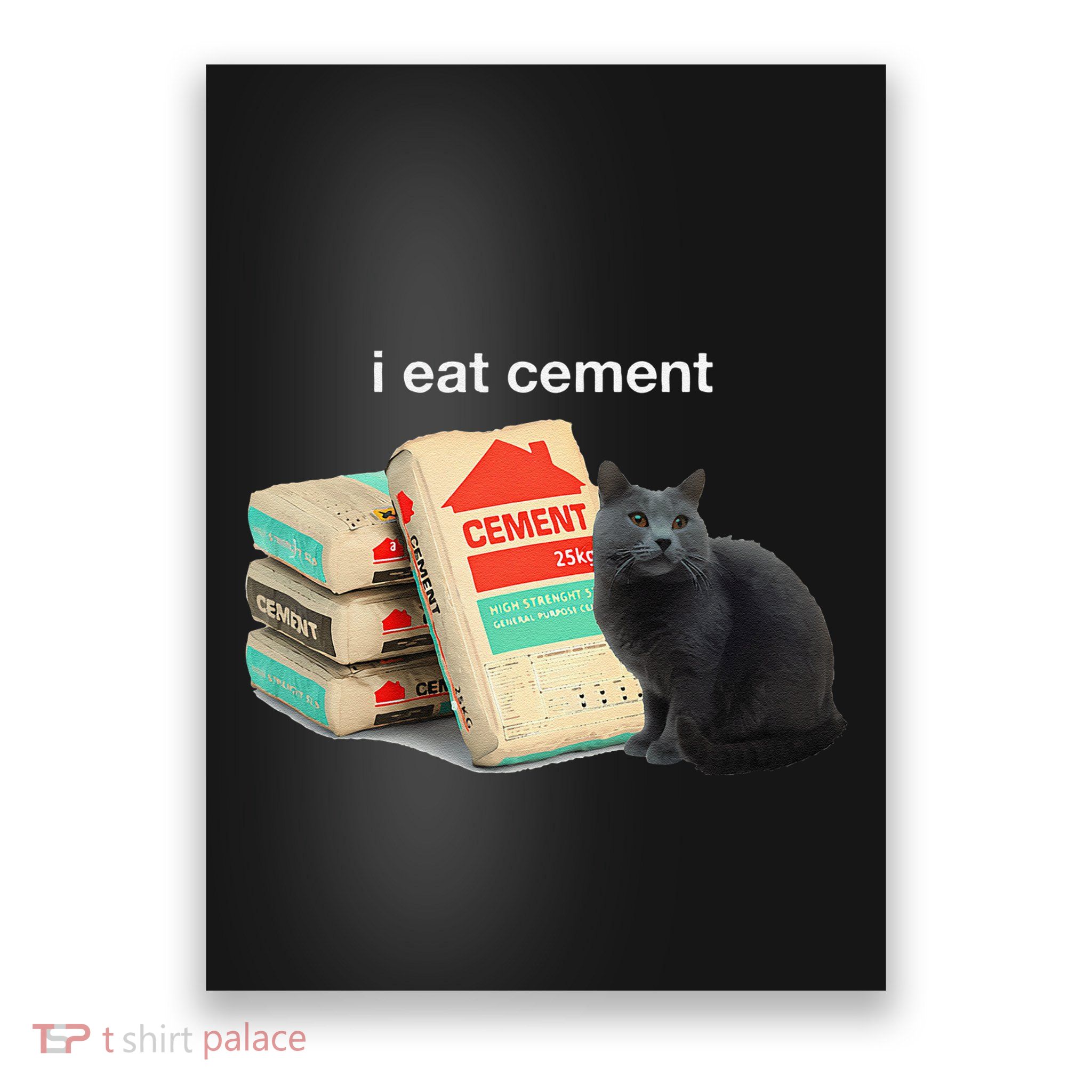 I Eat Cement Cursed Black Cat Funny Dank Meme Poster