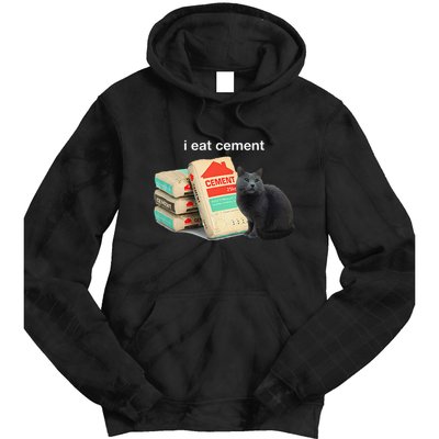 I Eat Cement Cursed Black Cat Funny Dank Meme Tie Dye Hoodie