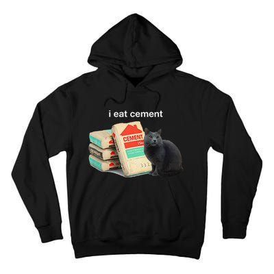I Eat Cement Cursed Black Cat Funny Dank Meme Tall Hoodie
