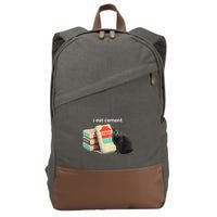 I Eat Cement Cursed Black Cat Funny Dank Meme Cotton Canvas Backpack