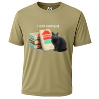 I Eat Cement Cursed Black Cat Funny Dank Meme Cooling Performance Crew T-Shirt