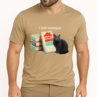 I Eat Cement Cursed Black Cat Funny Dank Meme Cooling Performance Crew T-Shirt