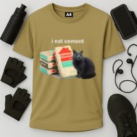 I Eat Cement Cursed Black Cat Funny Dank Meme Cooling Performance Crew T-Shirt