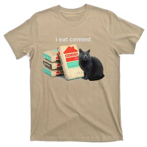 I Eat Cement Cursed Black Cat Funny Dank Meme T-Shirt