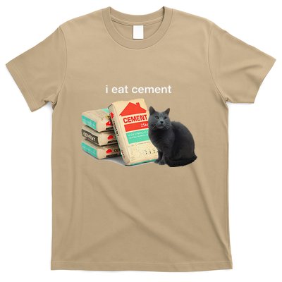 I Eat Cement Cursed Black Cat Funny Dank Meme T-Shirt