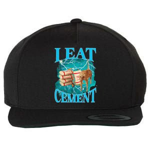 I Eat Cement Cursed Cat Funny Oddly Specific Dank Meme Wool Snapback Cap