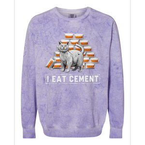 I Eat Cement Funny Cat Meme Internet Humor Colorblast Crewneck Sweatshirt