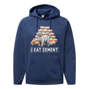 I Eat Cement Funny Cat Meme Internet Humor Performance Fleece Hoodie