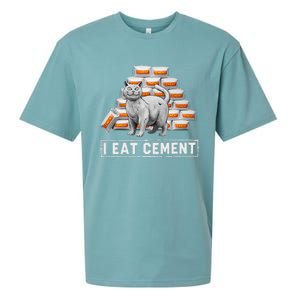 I Eat Cement Funny Cat Meme Internet Humor Sueded Cloud Jersey T-Shirt