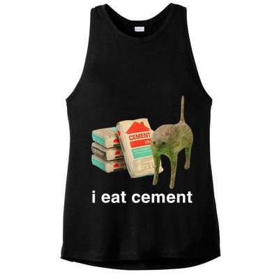 I Eat Cement Cursed Cat Funny Oddly Specific Meme Ladies PosiCharge Tri-Blend Wicking Tank