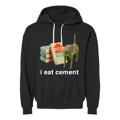 I Eat Cement Cursed Cat Funny Oddly Specific Meme Garment-Dyed Fleece Hoodie