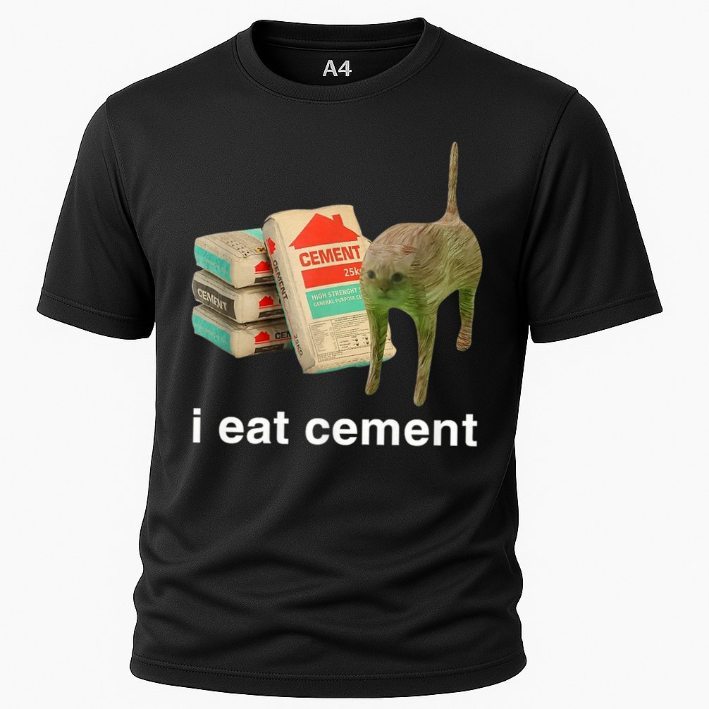 I Eat Cement Cursed Cat Funny Oddly Specific Meme Performance Shirt