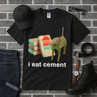 I Eat Cement Cursed Cat Funny Oddly Specific Meme Tall T-Shirt