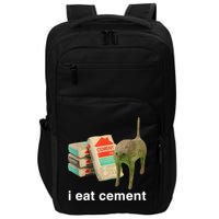 I Eat Cement Cursed Cat Funny Oddly Specific Meme Impact Tech Backpack