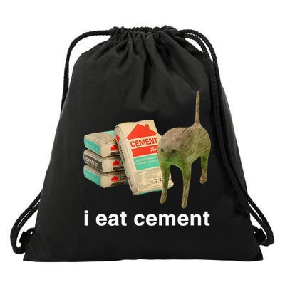 I Eat Cement Cursed Cat Funny Oddly Specific Meme Drawstring Bag