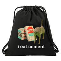 I Eat Cement Cursed Cat Funny Oddly Specific Meme Drawstring Bag