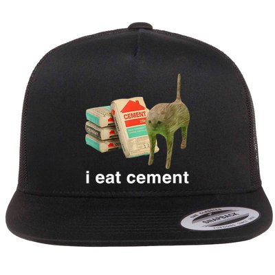 I Eat Cement Cursed Cat Funny Oddly Specific Meme Flatbill Hat