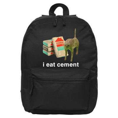 I Eat Cement Cursed Cat Funny Oddly Specific Meme 16 in Basic Backpack