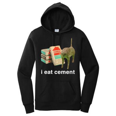 I Eat Cement Cursed Cat Funny Oddly Specific Meme Women's Pullover Hoodie