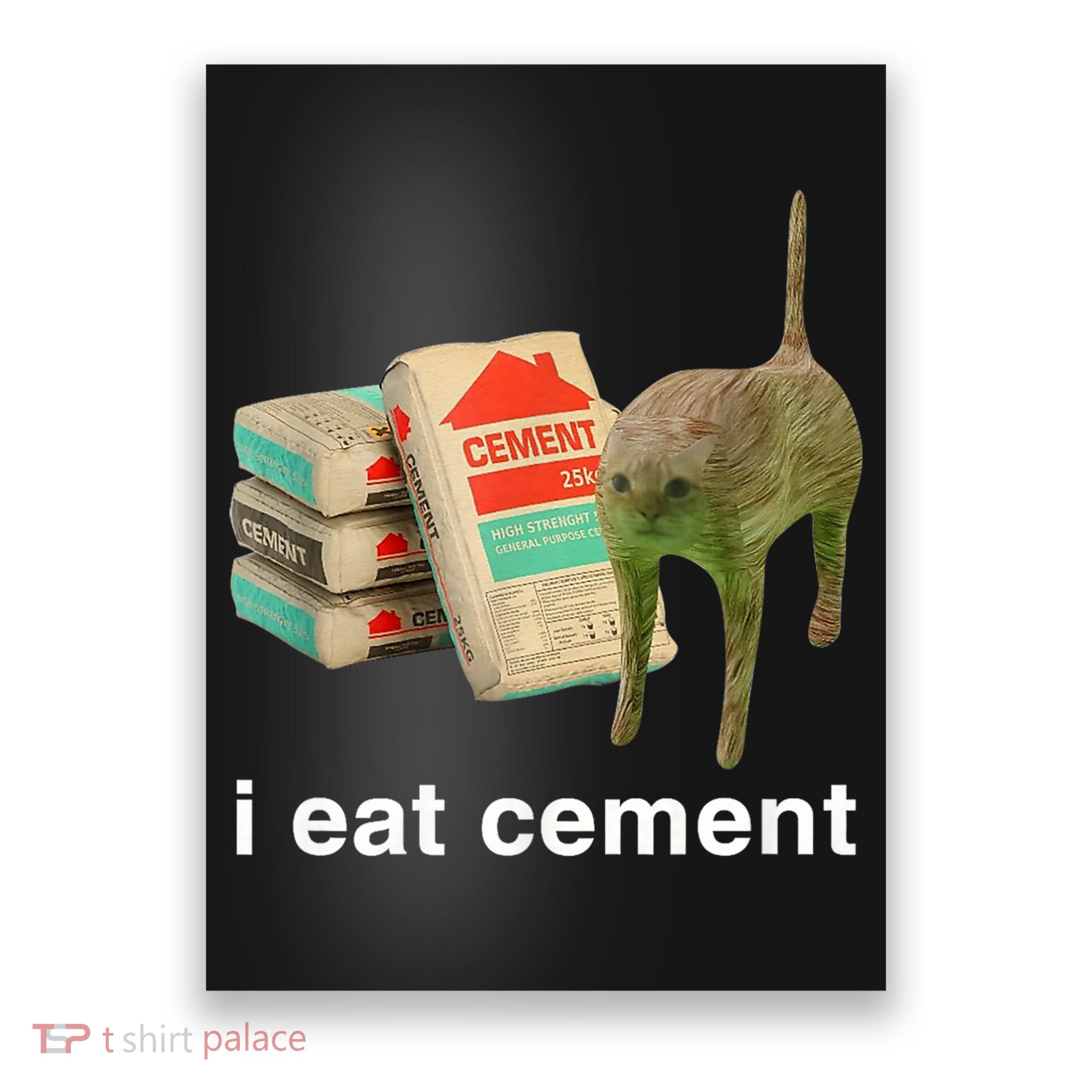 I Eat Cement Cursed Cat Funny Oddly Specific Meme Poster