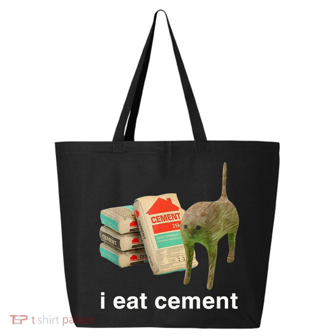 I Eat Cement Cursed Cat Funny Oddly Specific Meme 25L Jumbo Tote