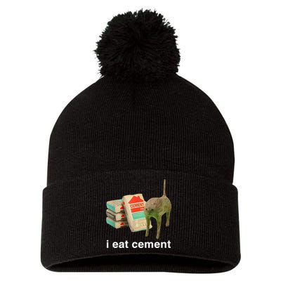I Eat Cement Cursed Cat Funny Oddly Specific Meme Pom Pom 12in Knit Beanie