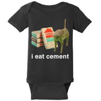 I Eat Cement Cursed Cat Funny Oddly Specific Meme Baby Bodysuit