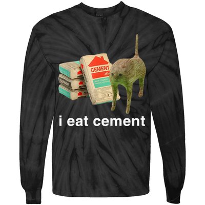 I Eat Cement Cursed Cat Funny Oddly Specific Meme Tie-Dye Long Sleeve Shirt
