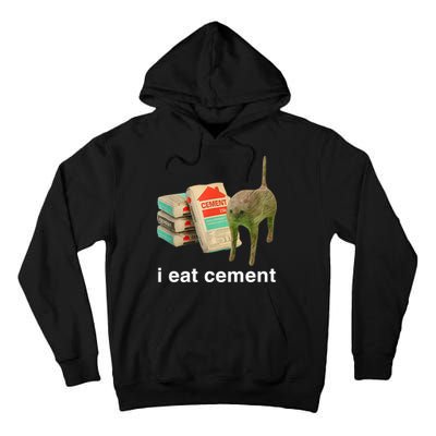 I Eat Cement Cursed Cat Funny Oddly Specific Meme Tall Hoodie