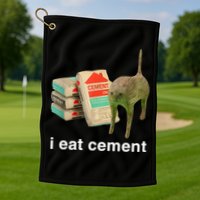 I Eat Cement Cursed Cat Funny Oddly Specific Meme Golf Towel