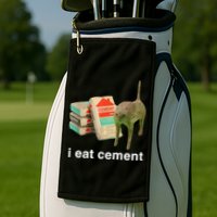 I Eat Cement Cursed Cat Funny Oddly Specific Meme Golf Towel