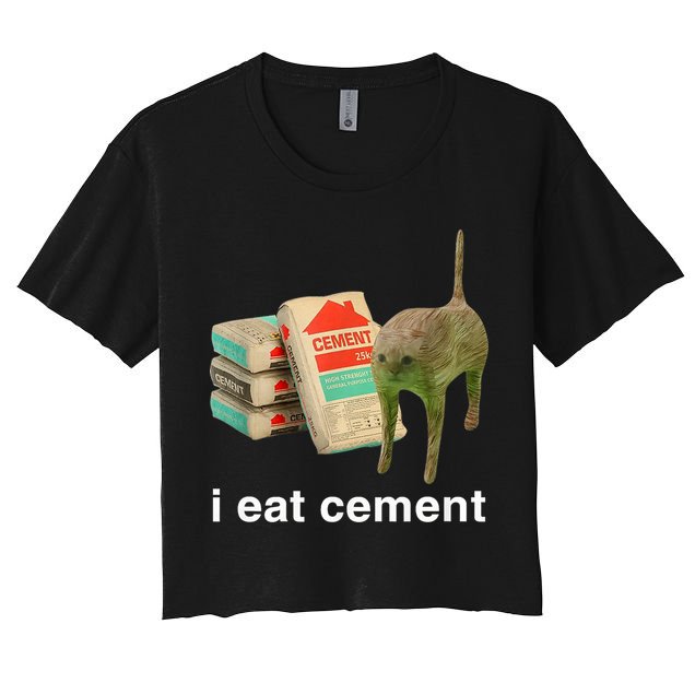I Eat Cement Cursed Cat Funny Oddly Specific Meme Crop Top