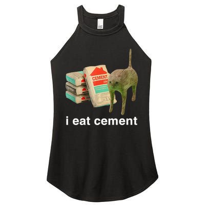 I Eat Cement Cursed Cat Funny Oddly Specific Meme Women's Perfect Tri Rocker Tank