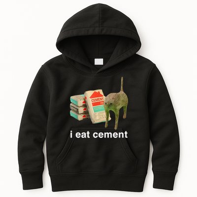 I Eat Cement Cursed Cat Funny Oddly Specific Meme Kids Hoodie