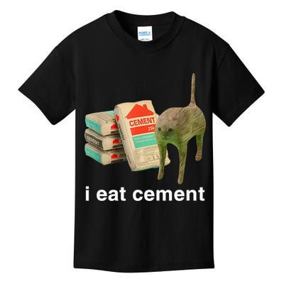 I Eat Cement Cursed Cat Funny Oddly Specific Meme Kids T-Shirt
