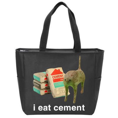 I Eat Cement Cursed Cat Funny Oddly Specific Meme Zip Tote Bag