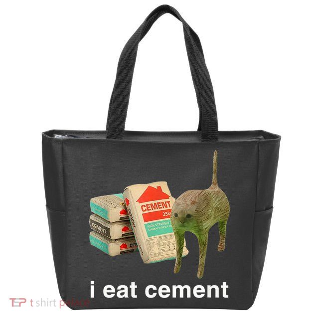 I Eat Cement Cursed Cat Funny Oddly Specific Meme Zip Tote Bag
