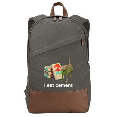 I Eat Cement Cursed Cat Funny Oddly Specific Meme Cotton Canvas Backpack