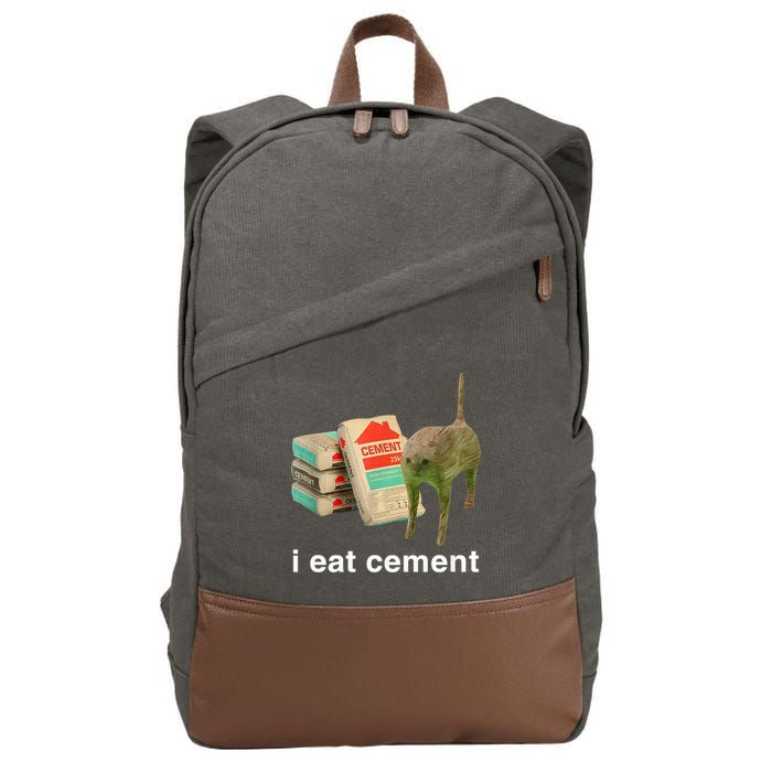 I Eat Cement Cursed Cat Funny Oddly Specific Meme Cotton Canvas Backpack