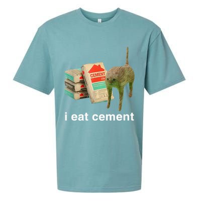 I Eat Cement Cursed Cat Funny Oddly Specific Meme Sueded Cloud Jersey T-Shirt